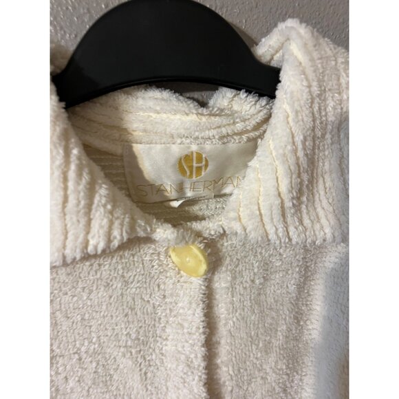 Anthropologie Stan Herman Cream Cardigan Sweater S Small Cotton Relaxed Fit - Picture 11 of 14